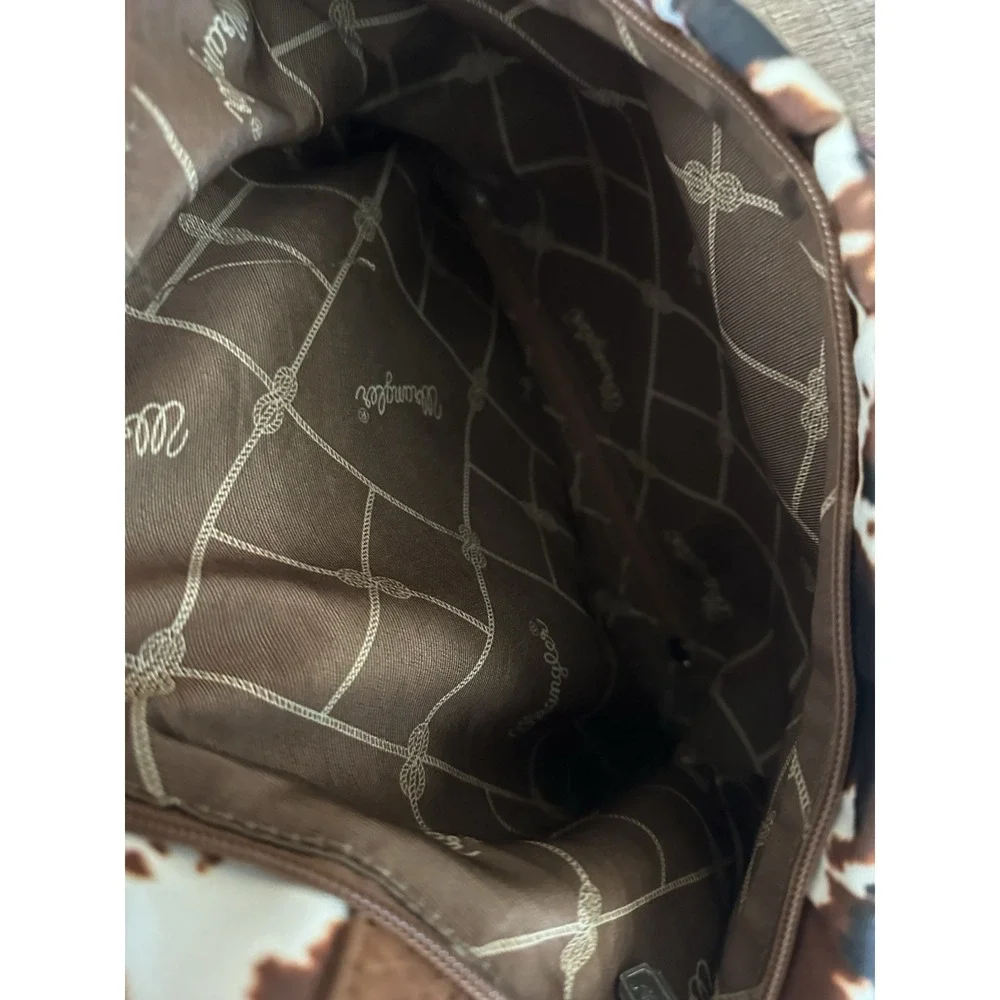 Wrangler Cow Print Weekender Duffel Bag Western Travel Carry On Brown Cream